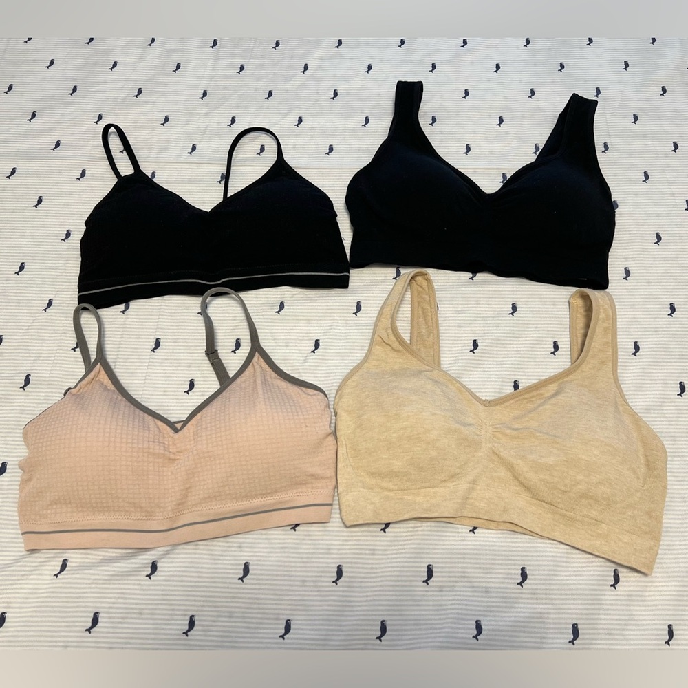 Bundle of 4 padded bralettes/ sports bras size XS